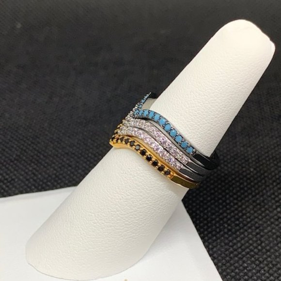 RS Covenant #6088 Rhodium Plated Sparkling Multi Color Cubic Zirconia Ring - Picture 3 of 8